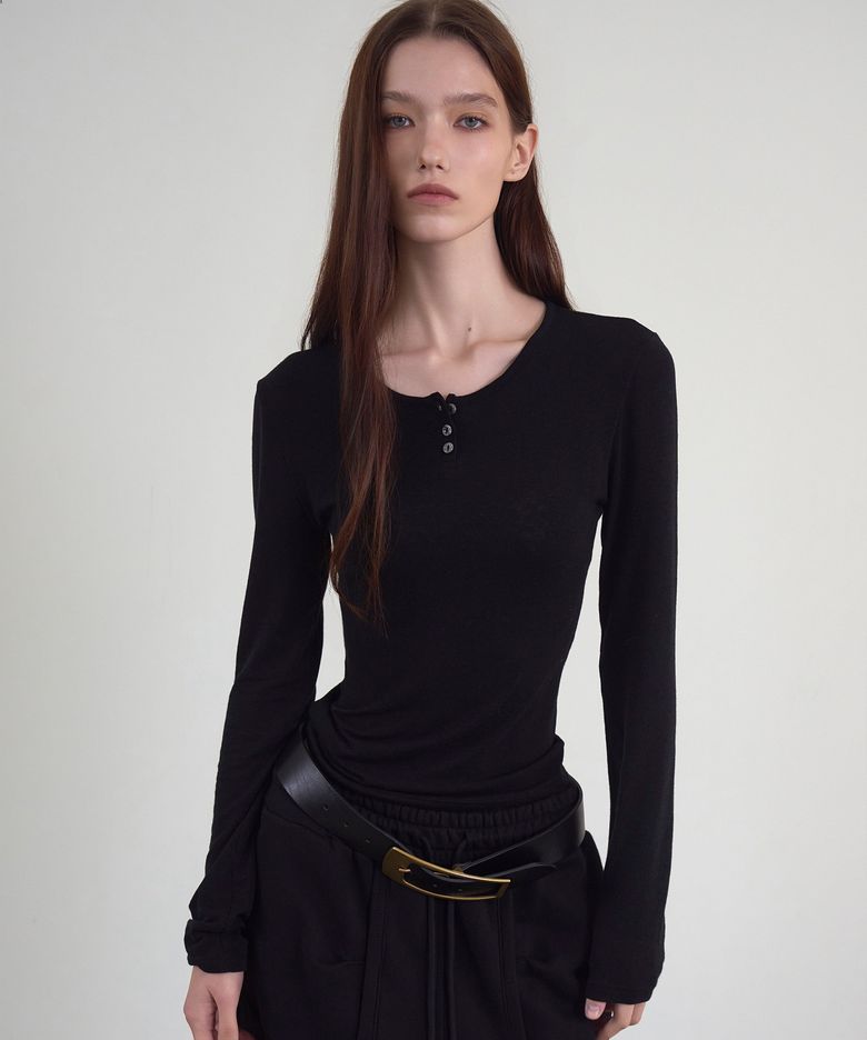 Bare Henley Neck T-shirt Black