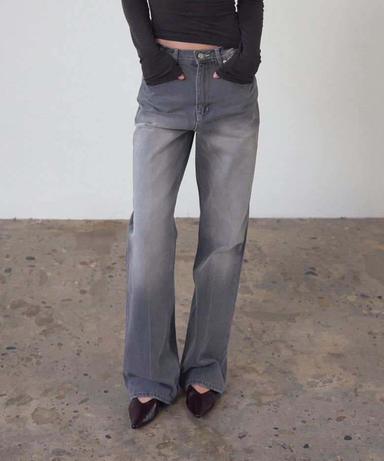 Hailey Washed Denim Pants Grey