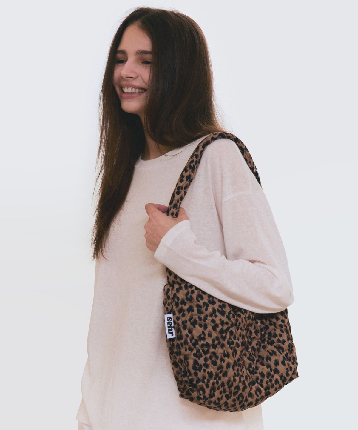 세르(SEHR) Leopard Big Pouch Bag (Brown)