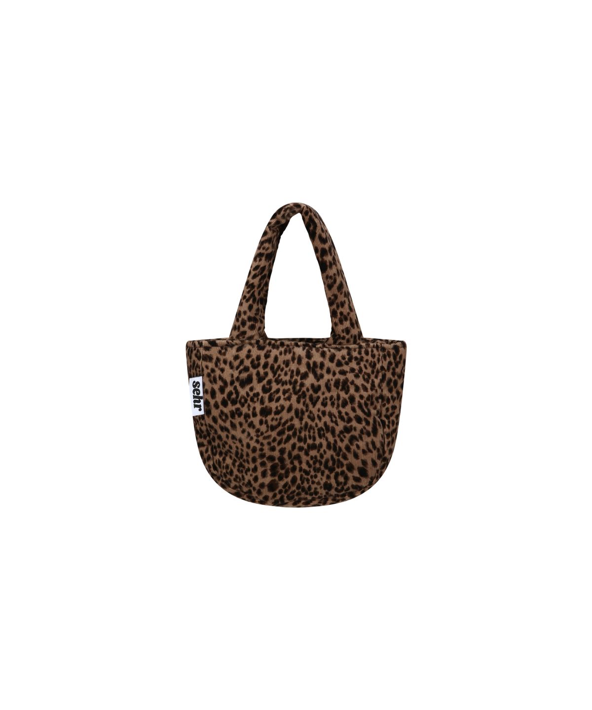 세르(SEHR) Leopard Corduroy Petit Tote Bag (Brown)