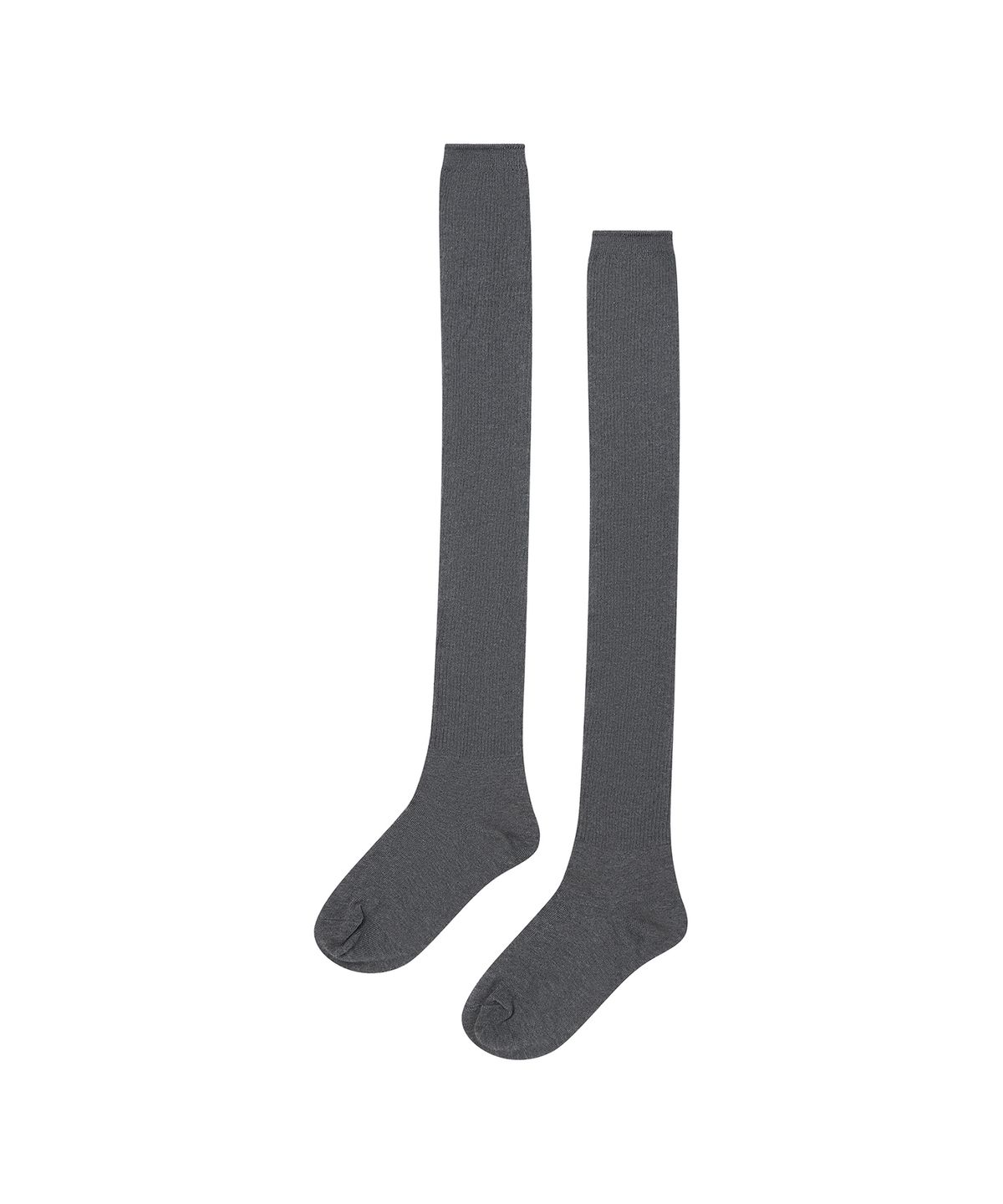 로타입(ROUGHTYPE) Label Long Rib Socks - Charcoal