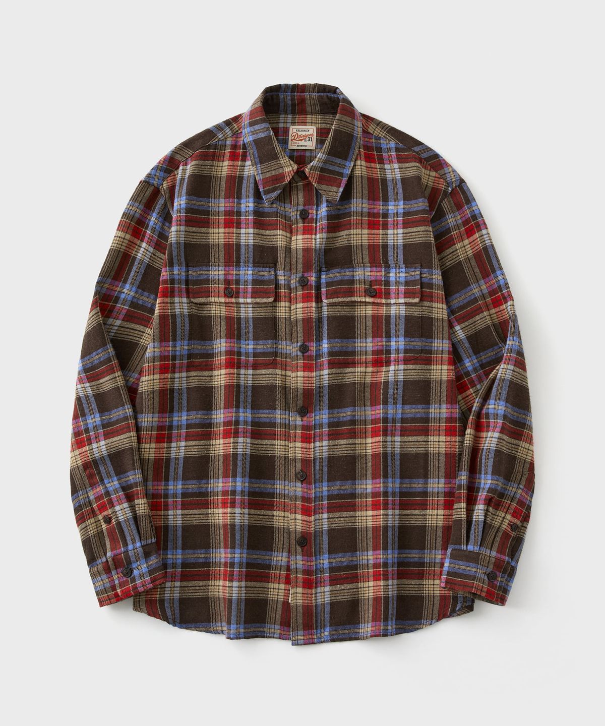 디써티원(DTHIRTYONE) Cabin Field Washed Check Shirt (Brown)