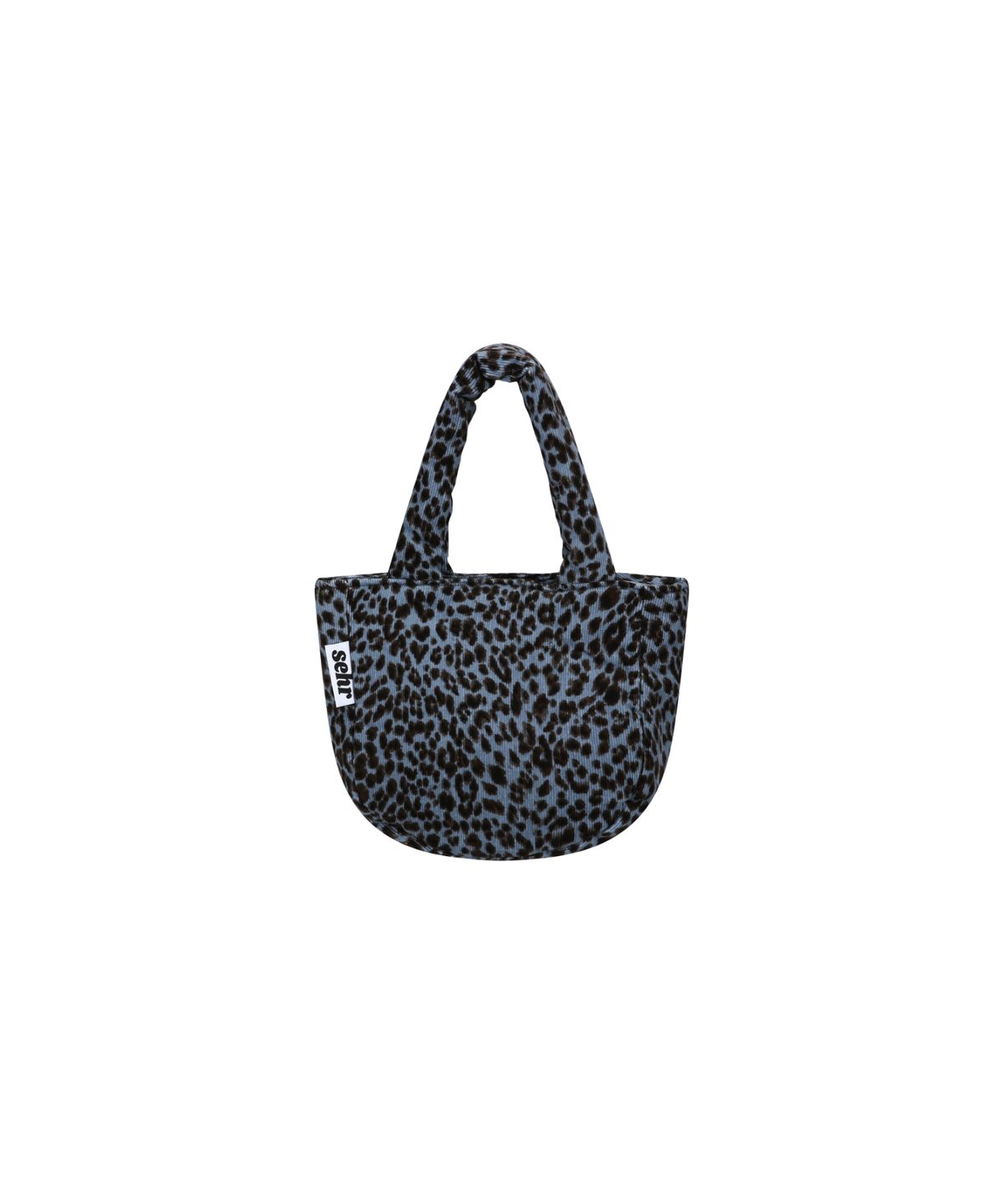 세르(SEHR) Leopard Corduroy Petit Tote Bag (Blue)