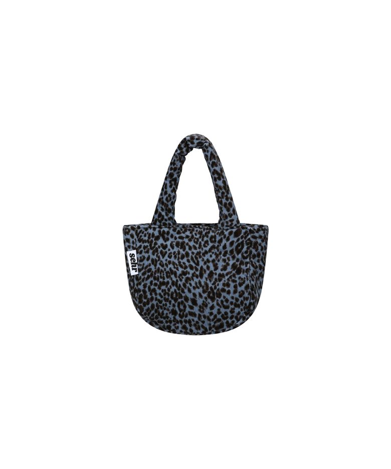 Leopard Corduroy Petit Tote Bag (Blue)