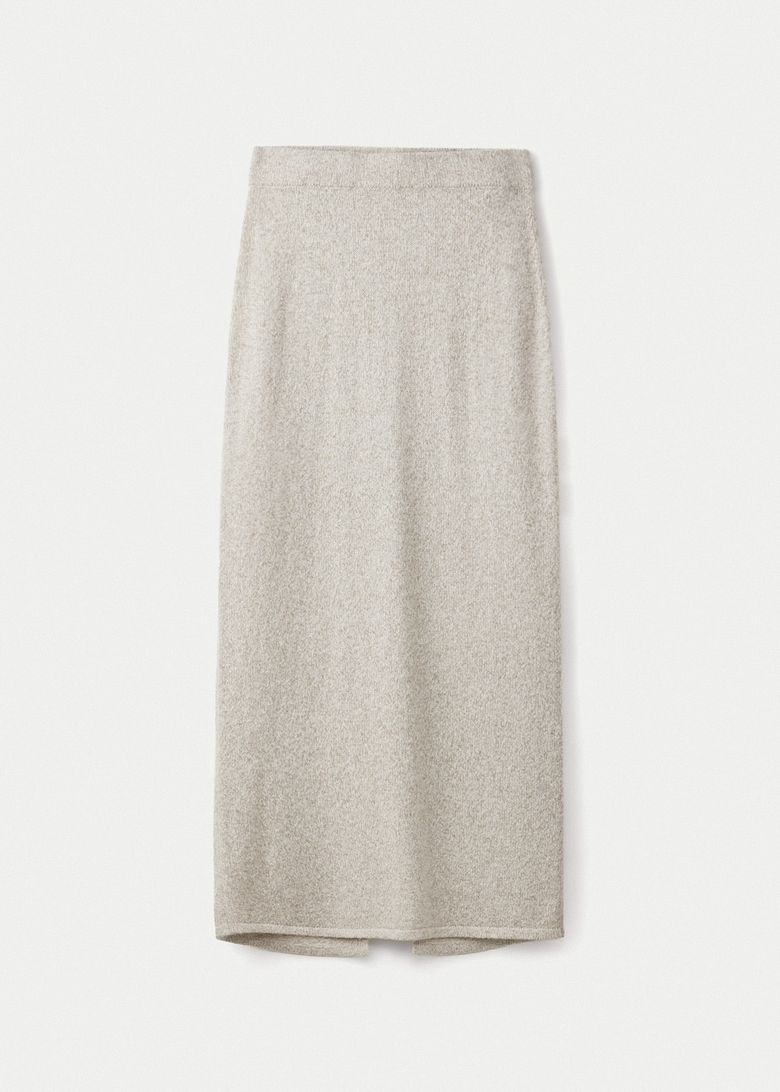 Baby alpaca maxi skirt_Bone