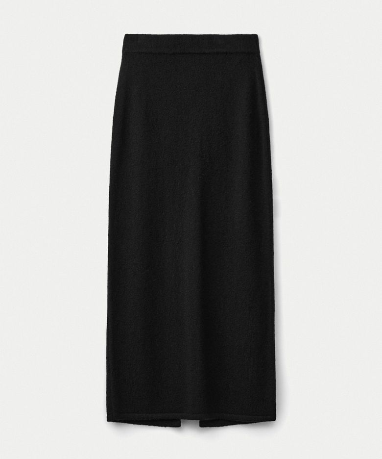 Baby alpaca maxi skirt_Black