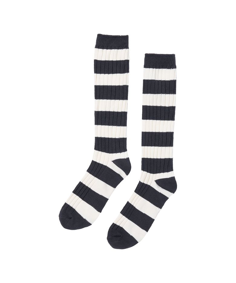 Wide Stripe Socks - Charcoal