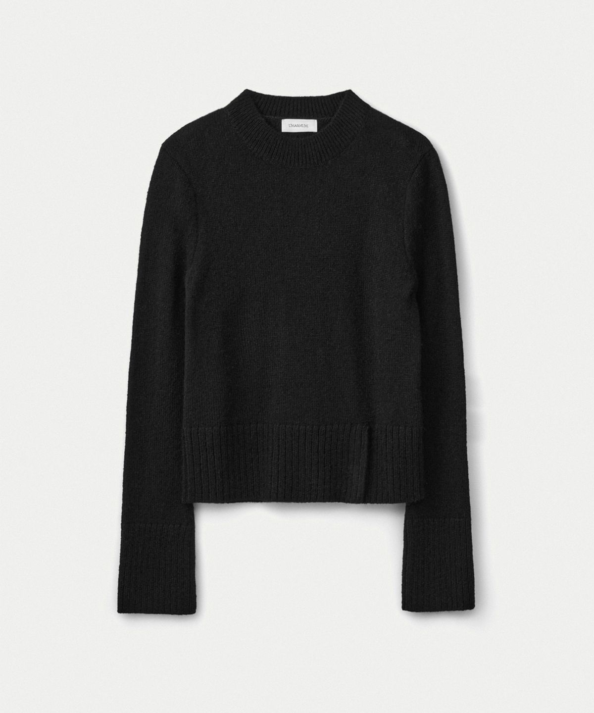 우마뭉(UMARMUNG) Baby alpaca button hem pullover_Black