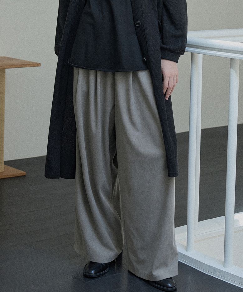Corduroy Banding Wide Pants - MOCHA