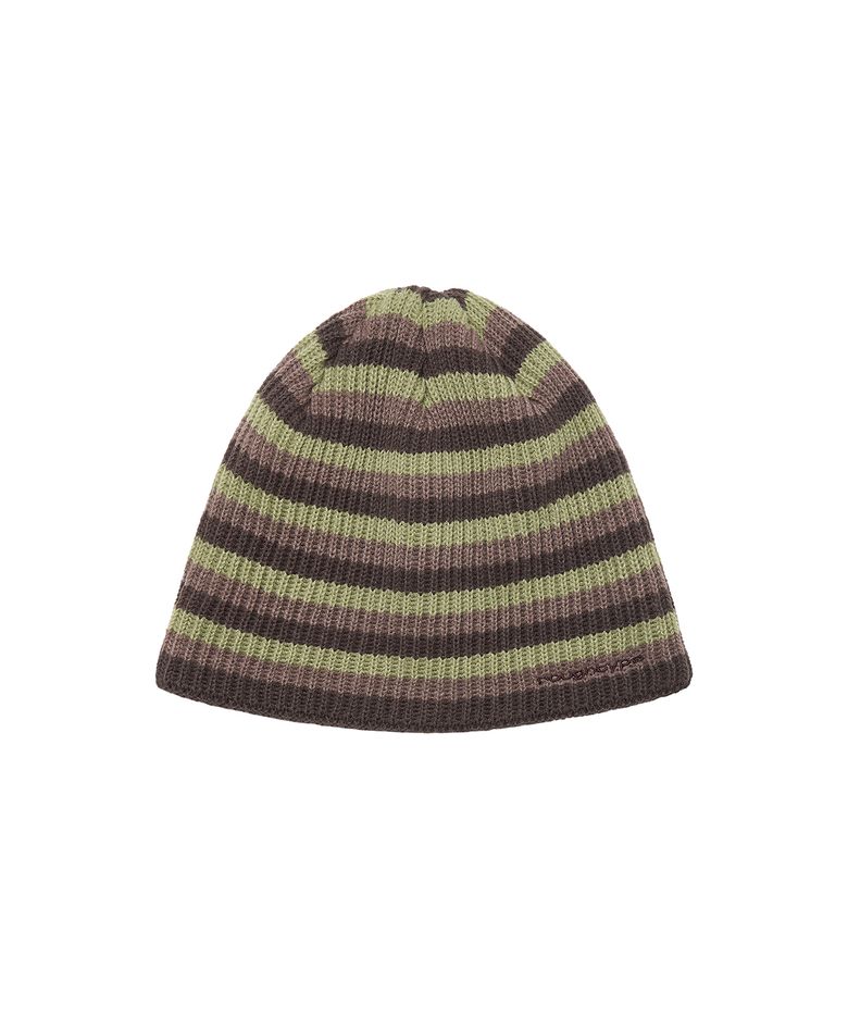 Cozy Knit Stripe Beanie - Khaki