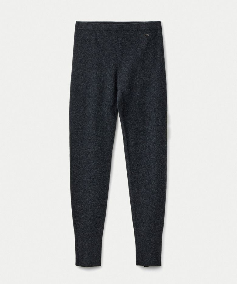 Wool cashmere button hem leggings_Graphite