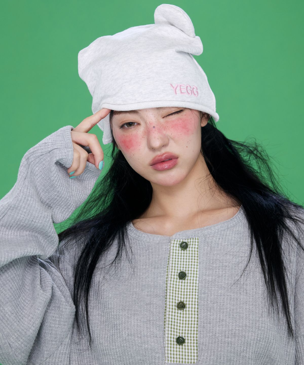예그(YEGG) Bear Beanie White Melange