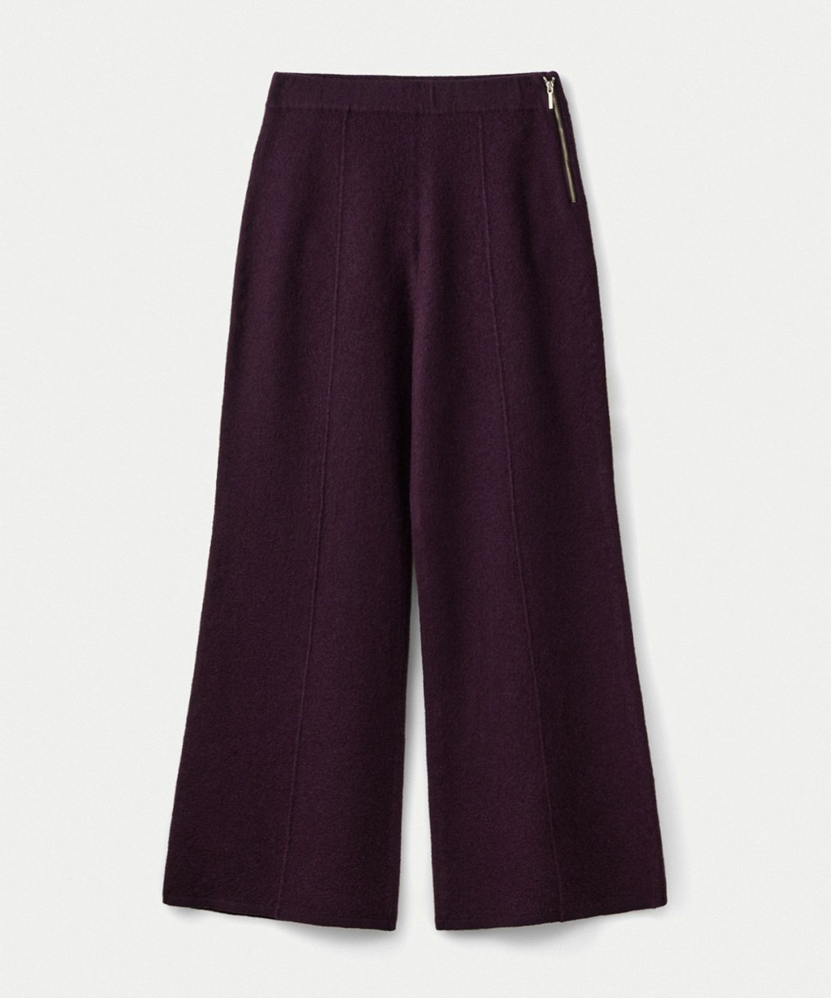 우마뭉(UMARMUNG) Pure merino boiled wool semi bell bottom pant_Black berry