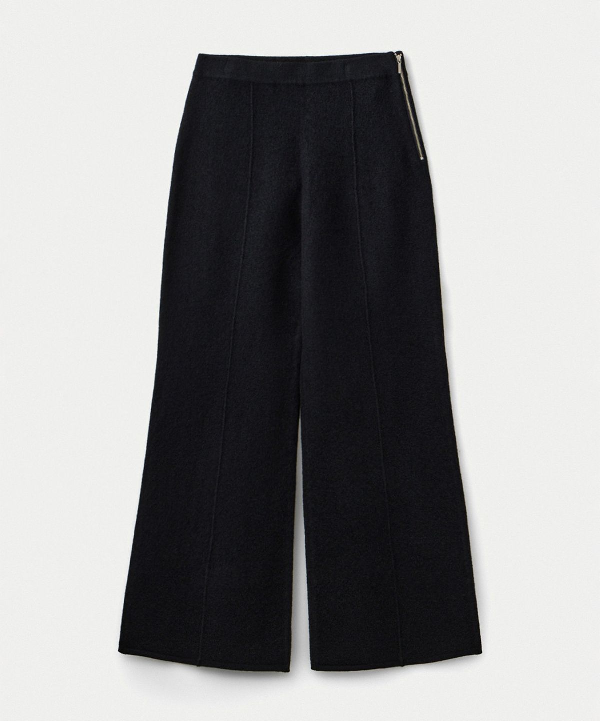 우마뭉(UMARMUNG) Pure merino boiled wool semi bell bottom pant_Black