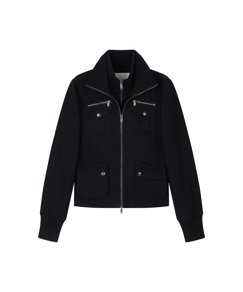 2-way Utility Zip-up Jacket - Black