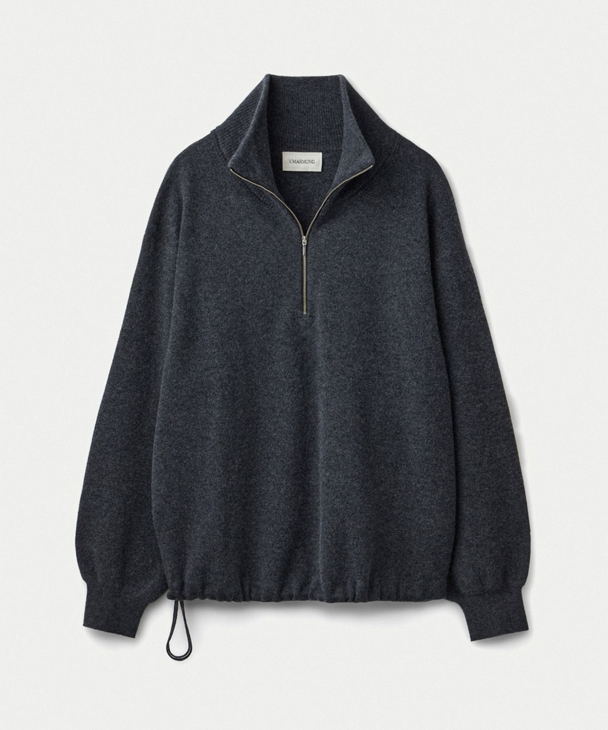 우마뭉(UMARMUNG) Merino wool half zip-up pullover_Heather grey