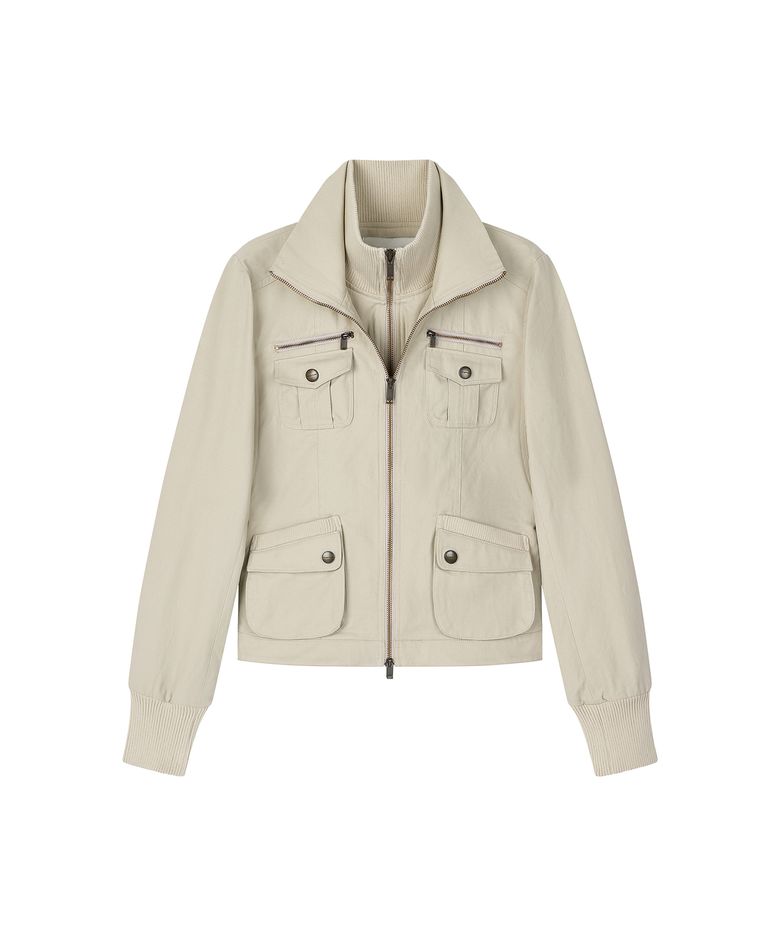 2-way Utility Zip-up Jacket - Light beige