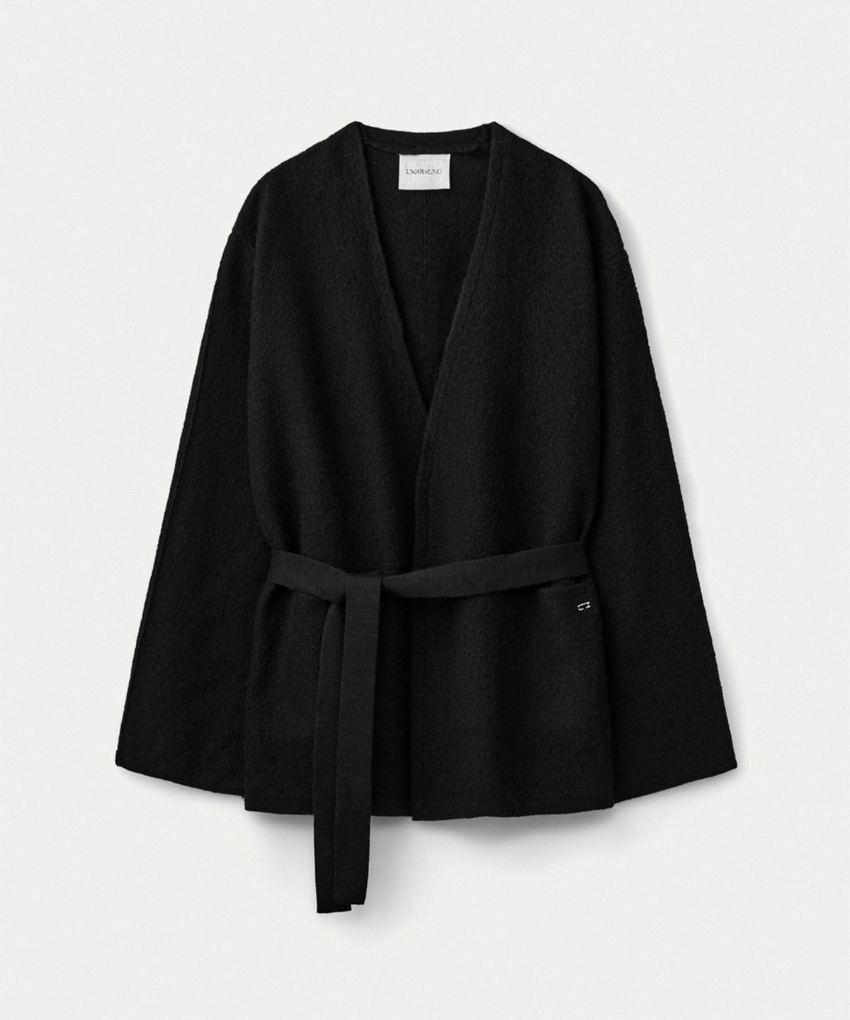 우마뭉(UMARMUNG) Pure merino boiled wool collarless jacket_Black