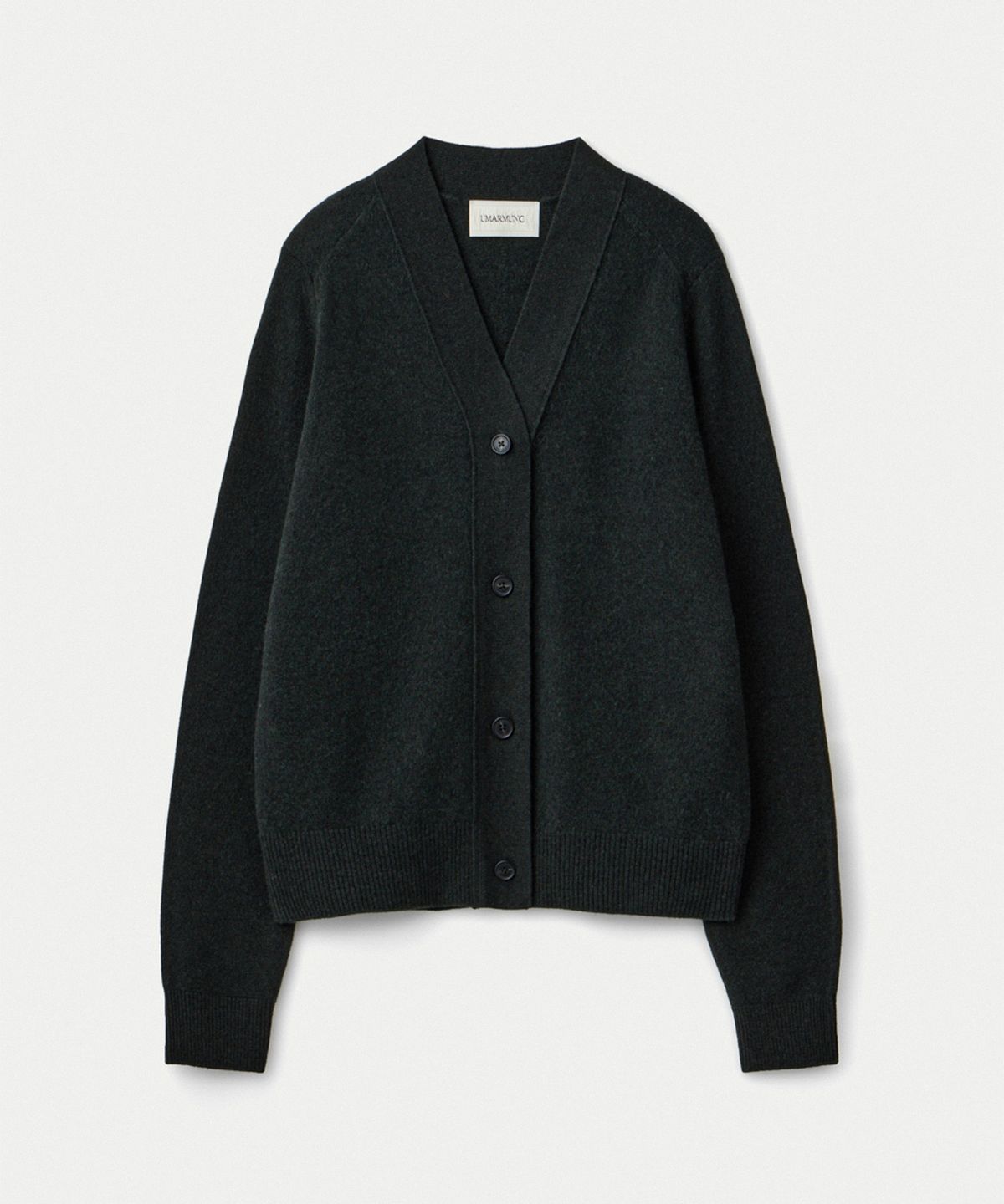 우마뭉(UMARMUNG) Wool cashmere Y neck cardigan_Moss green