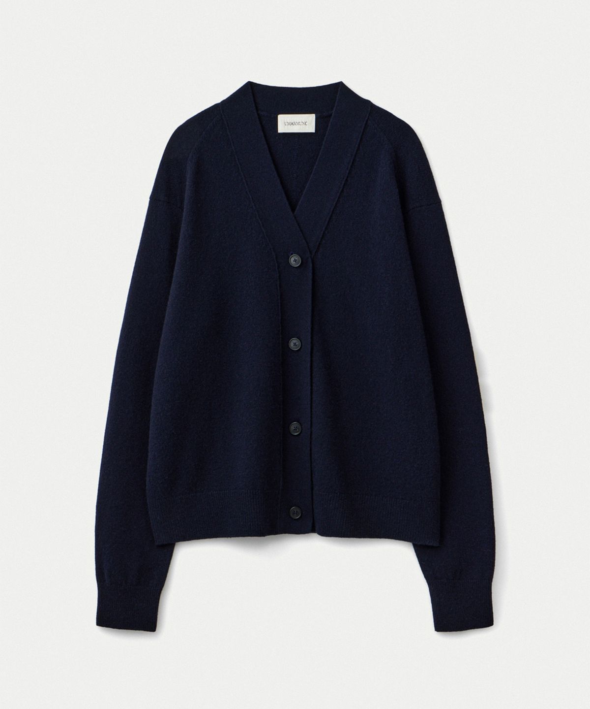 우마뭉(UMARMUNG) Wool cashmere Y neck cardigan_Deep sea