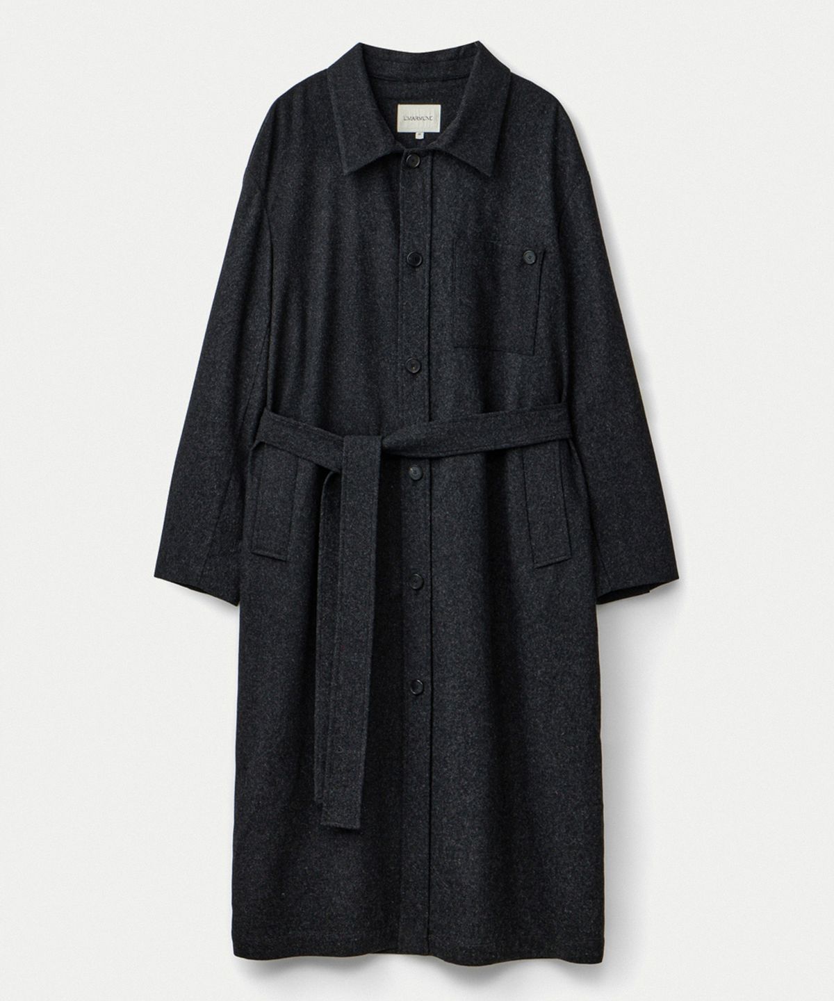 우마뭉(UMARMUNG) Wool cashmere fluid long shacket_Charcoal