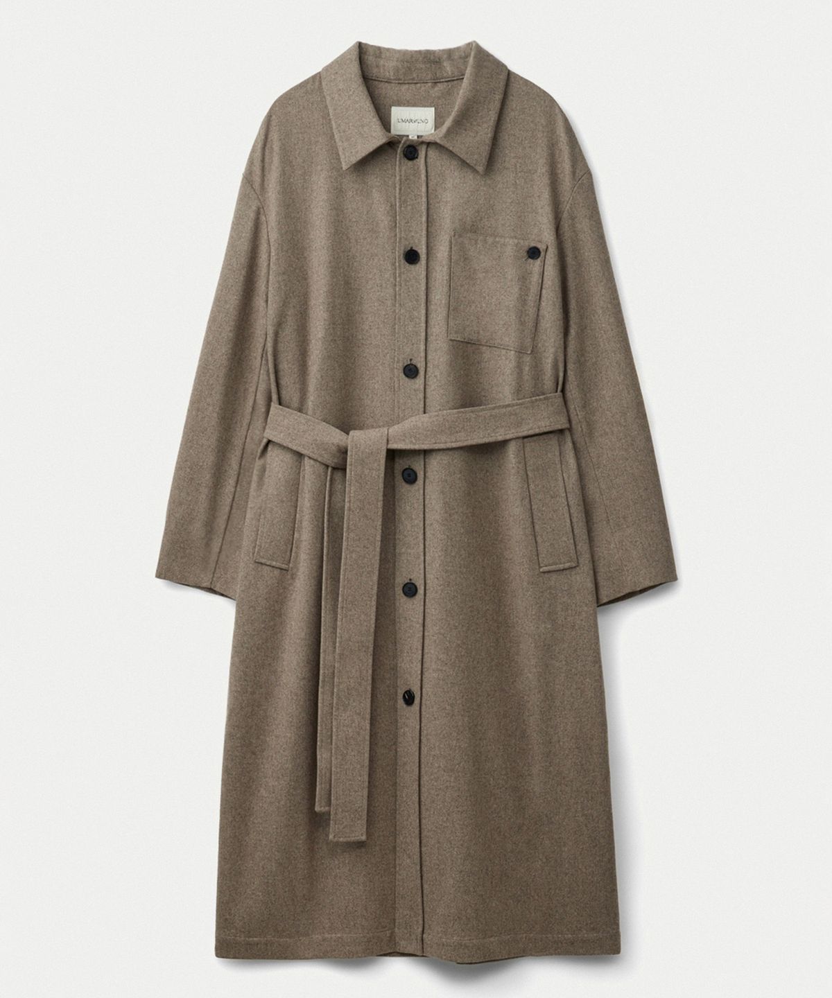우마뭉(UMARMUNG) Wool cashmere fluid long shacket_Almond