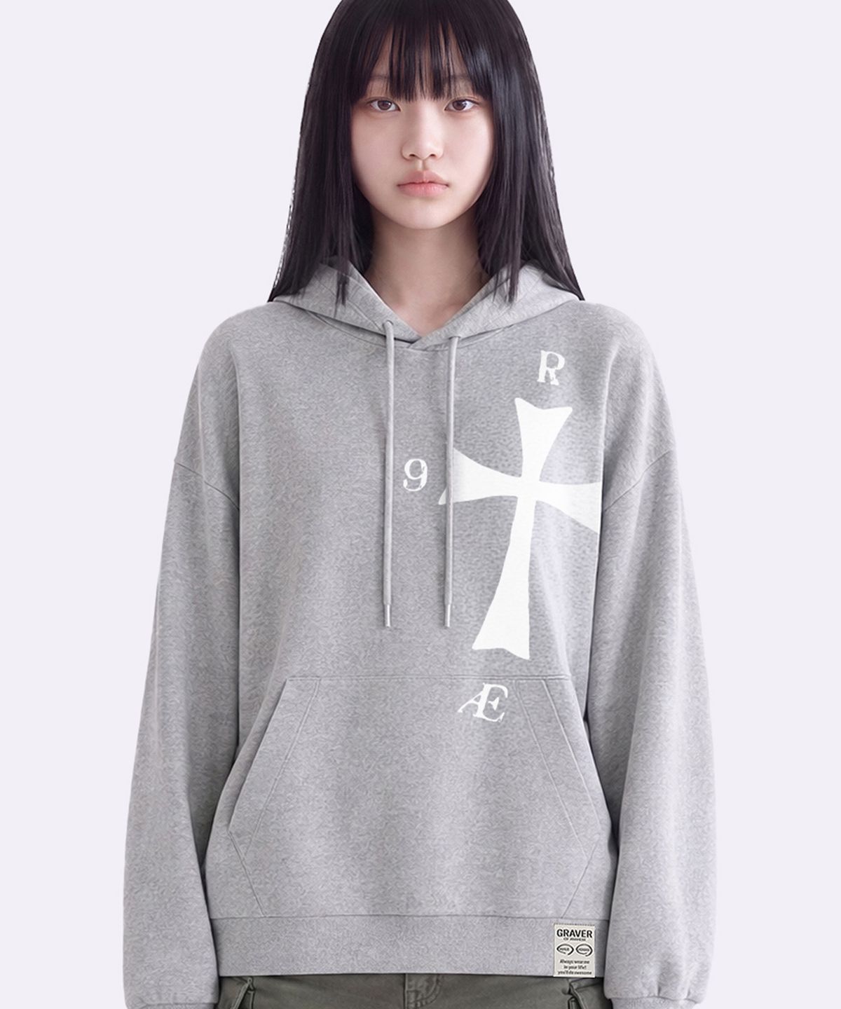 그레이버(GRAVER) [UNISEX]9RAE CROSS 후드_4color