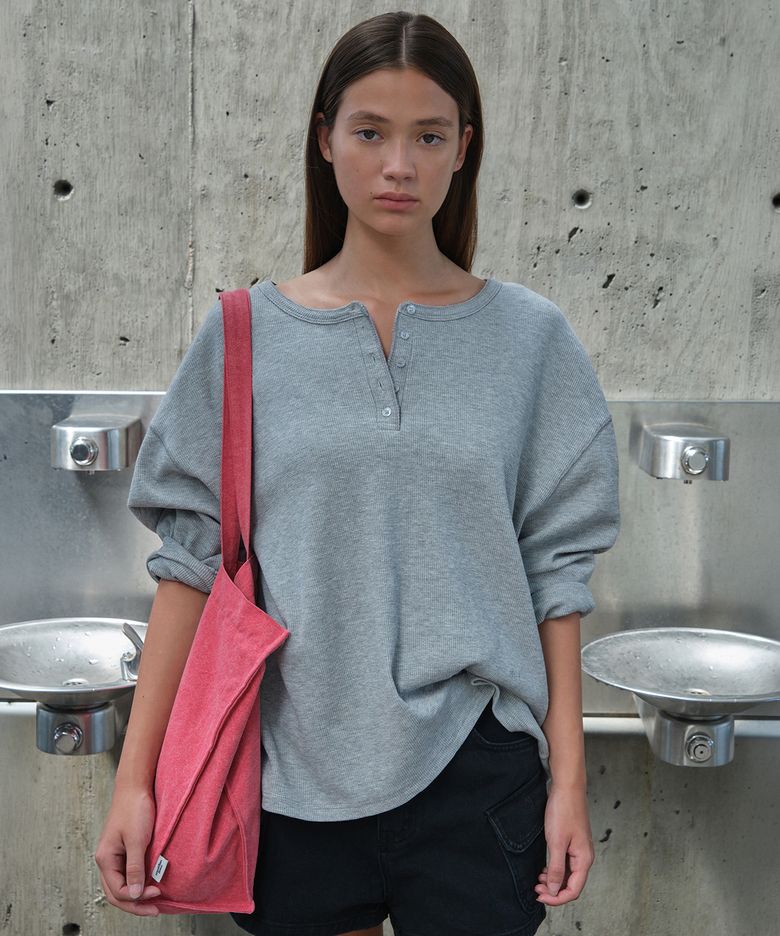 Waffle Henly Long Top - Grey