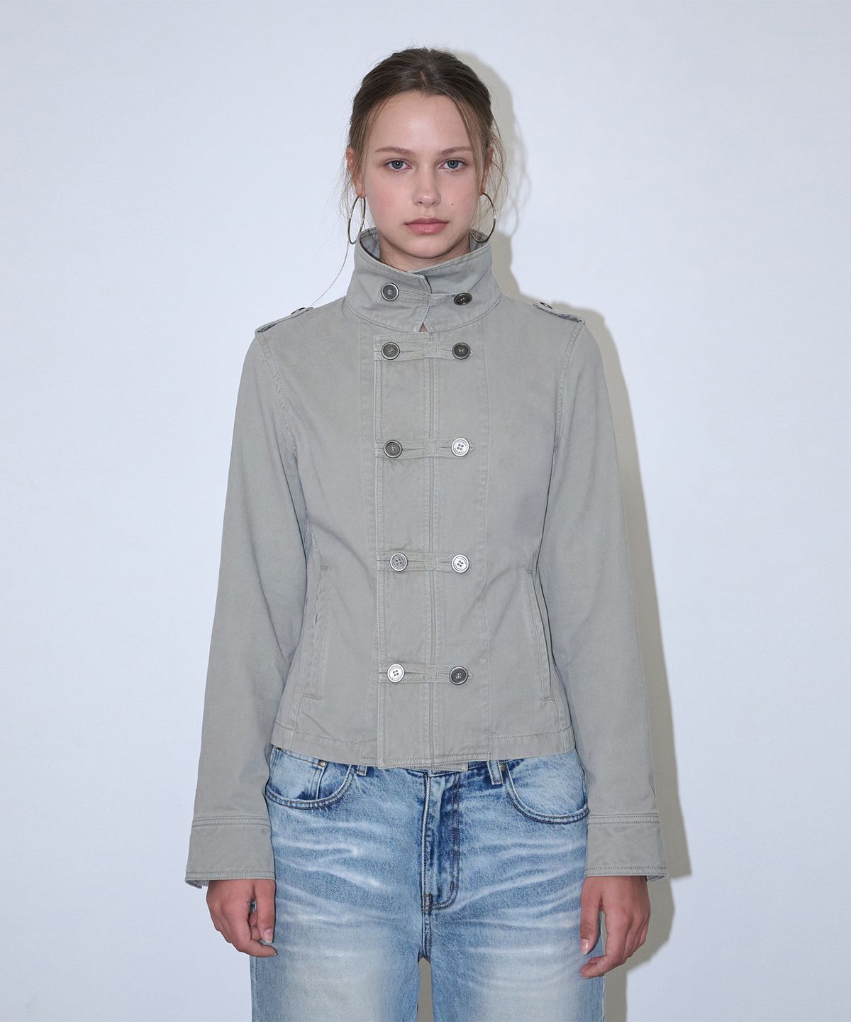 로타입(ROUGHTYPE) Washed Double Button Work Jacket - Light beige