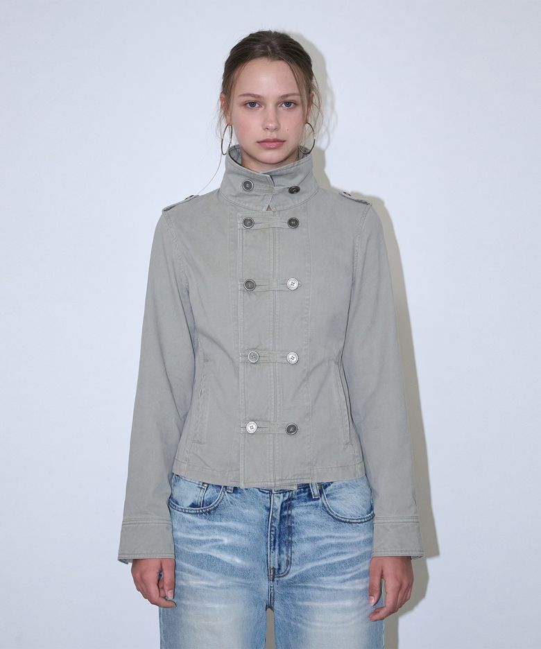 Washed Double Button Work Jacket - Light beige