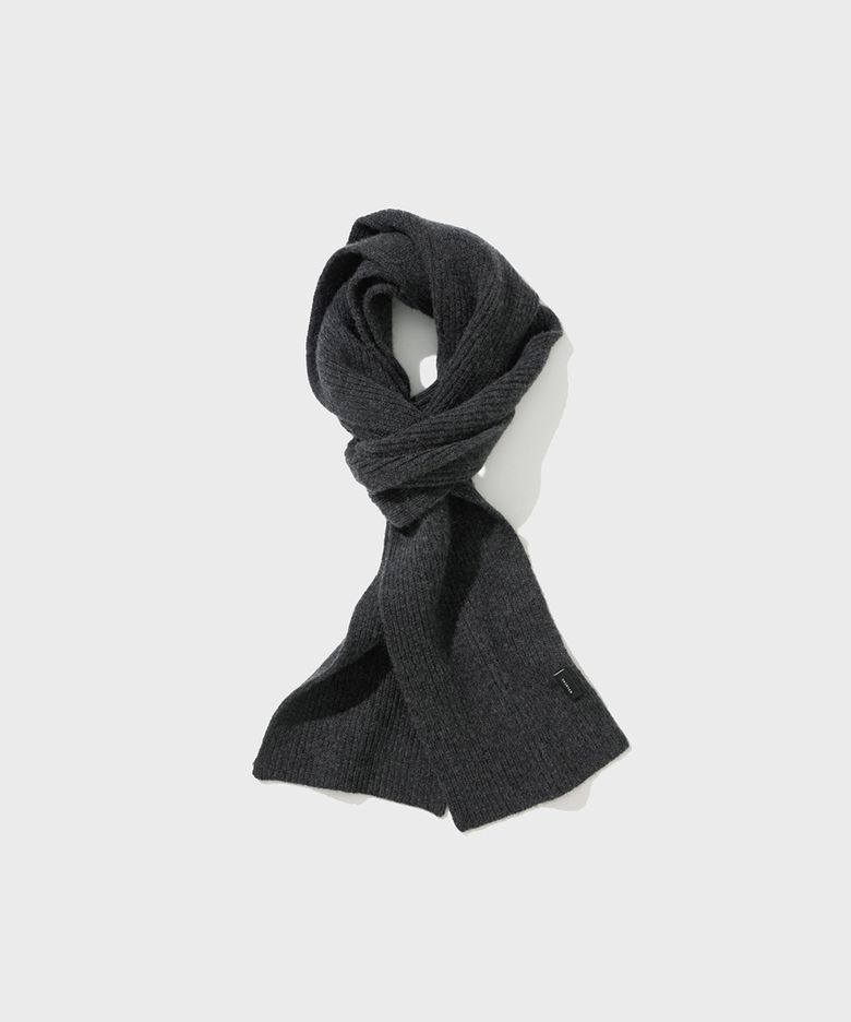 CASHMERE BLENDED WOOL MUFFLER (CHARCOAL)