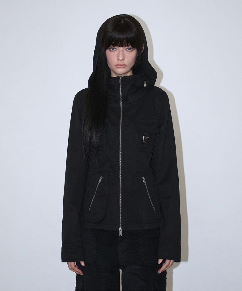 Utility Hooded Field Jacket - Black