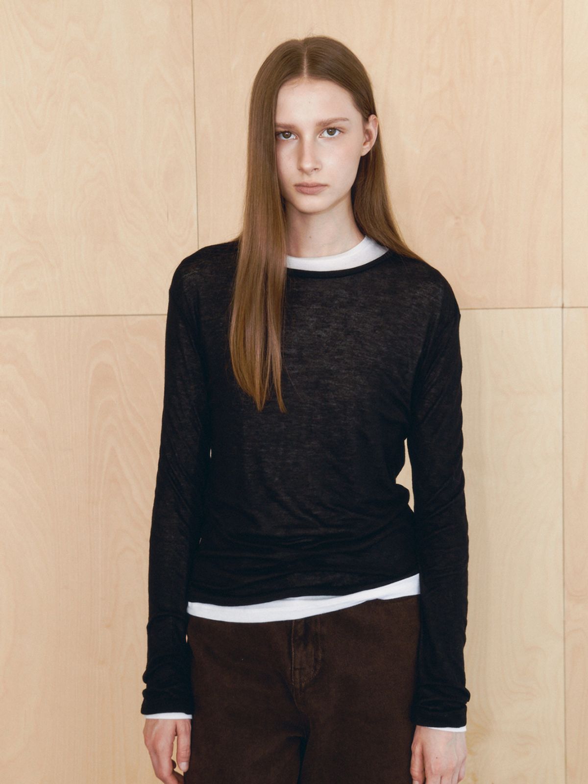 더라이(THERYE) Soft Long Sleeve T-shirt(Black)