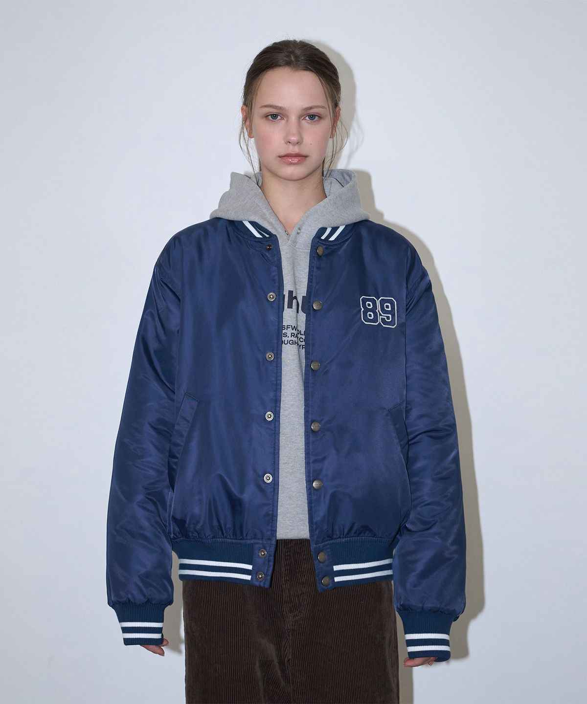 로타입(ROUGHTYPE) Patch Logo Stadium Jacket - Navy