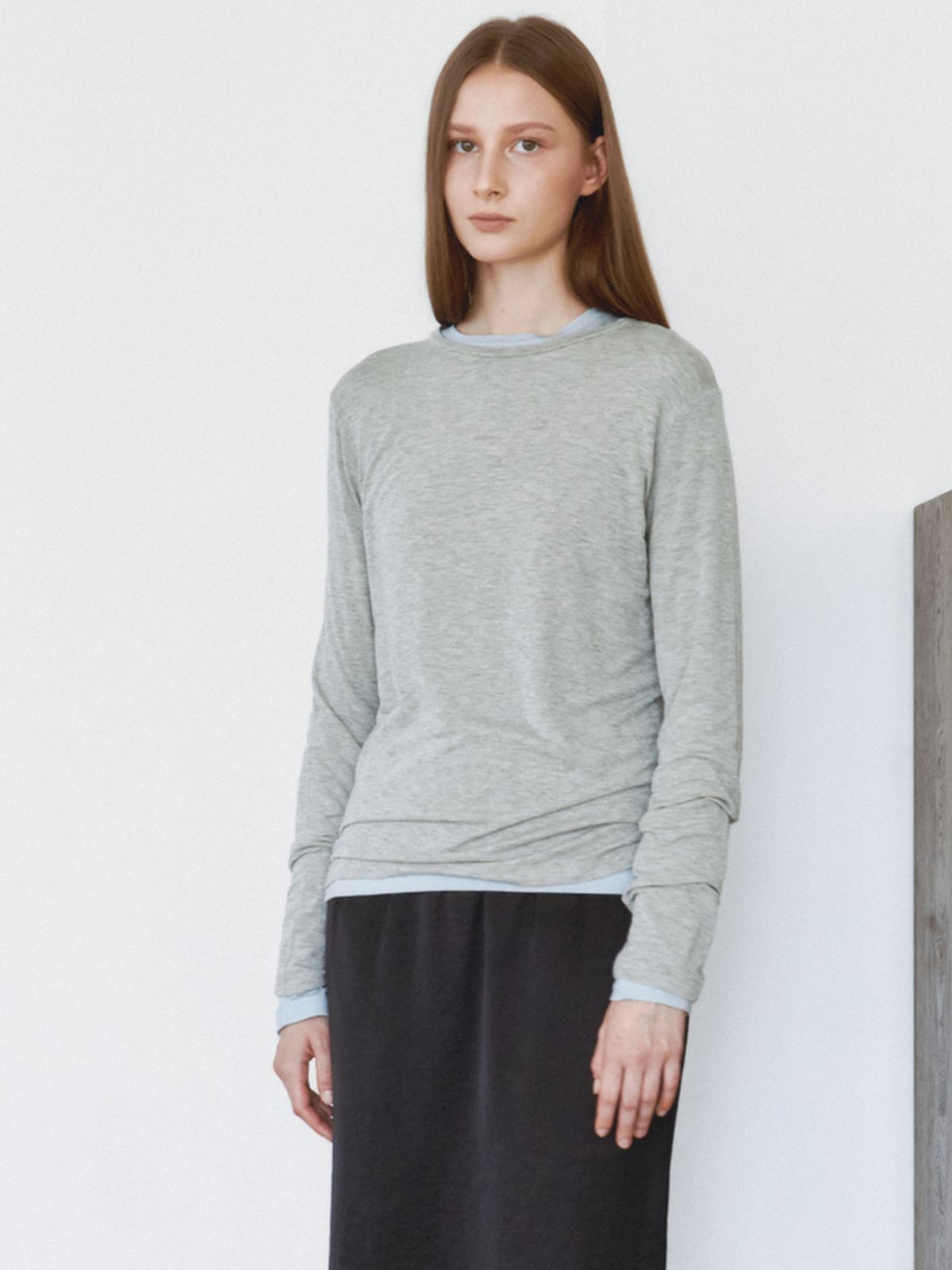 더라이(THERYE) Soft Long Sleeve T-shirt(Melange)