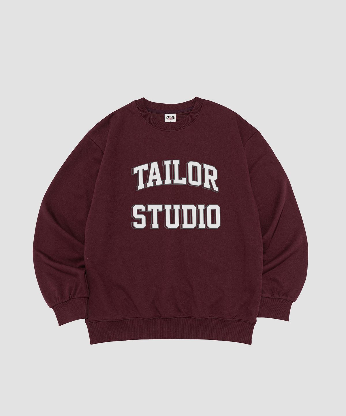 테일러 스튜디오(TAILOR STUDIO) [라이트코튼] 클래식 바시티 블록 맨투맨 (와인)