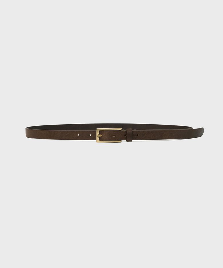 SQUARE BUCKLE LEATHER BELT (BROWN)
