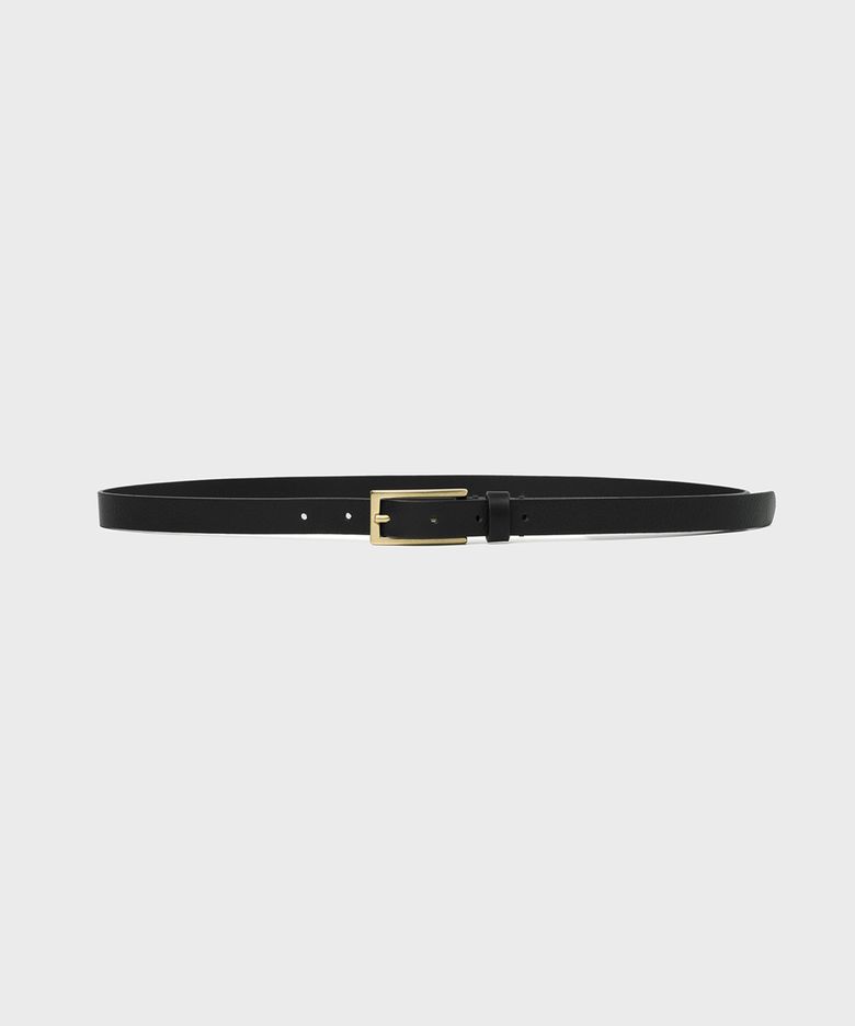 SQUARE BUCKLE LEATHER BELT (BLACK)