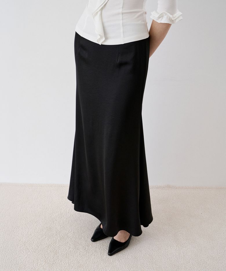Flow Maxi Bias Flare Skirt(Black)