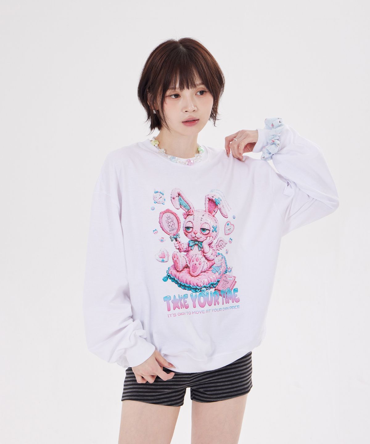 디스펑트(DYSFUNCT) TAKE YOUR TIME RABBIT LONG SLEEVE(WHITE)