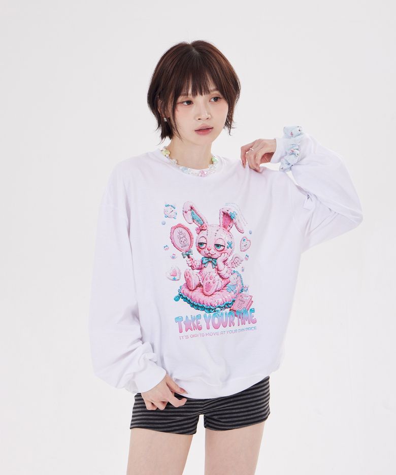 TAKE YOUR TIME RABBIT LONG SLEEVE(WHITE)