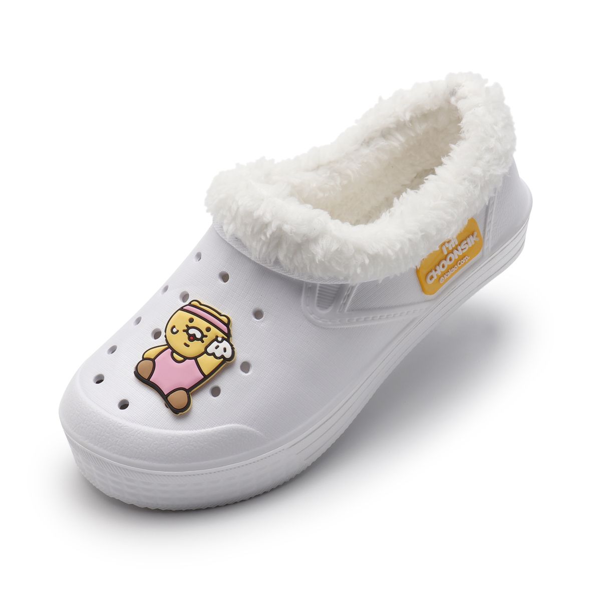 카카오프렌즈 슈즈(KAKAO FRIENDS SHOES) 춘식이 헬린이 프렌즈 털 실내화 WHT