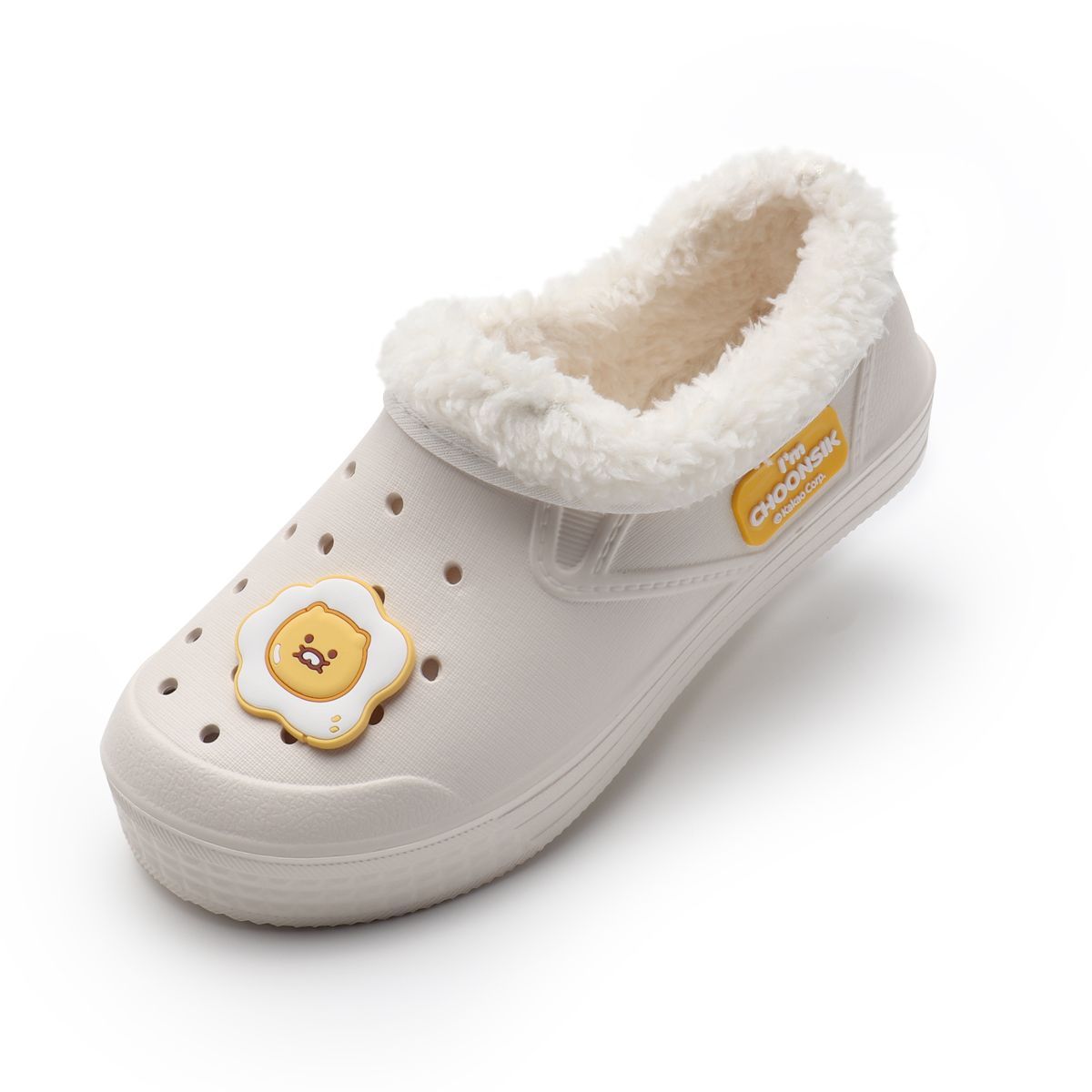 카카오프렌즈 슈즈(KAKAO FRIENDS SHOES) 춘식이 굿모닝 프렌즈 털 실내화 IVY