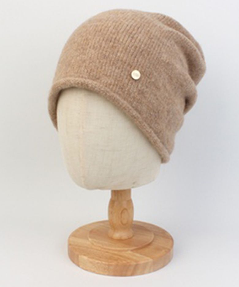 Wool Beige Roll-up Long Beanie 롱비니