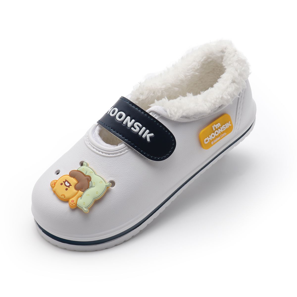 카카오프렌즈 슈즈(KAKAO FRIENDS SHOES) 춘식이 패밀리 동글 털 실내화 NVY