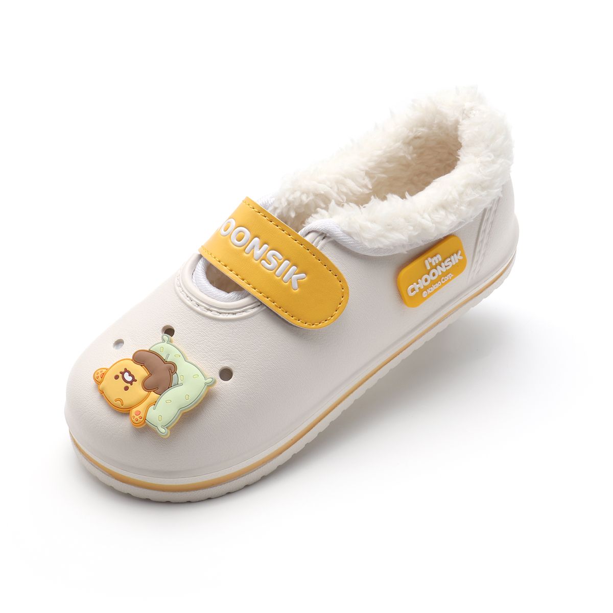 카카오프렌즈 슈즈(KAKAO FRIENDS SHOES) 춘식이 패밀리 동글 털 실내화 BGE