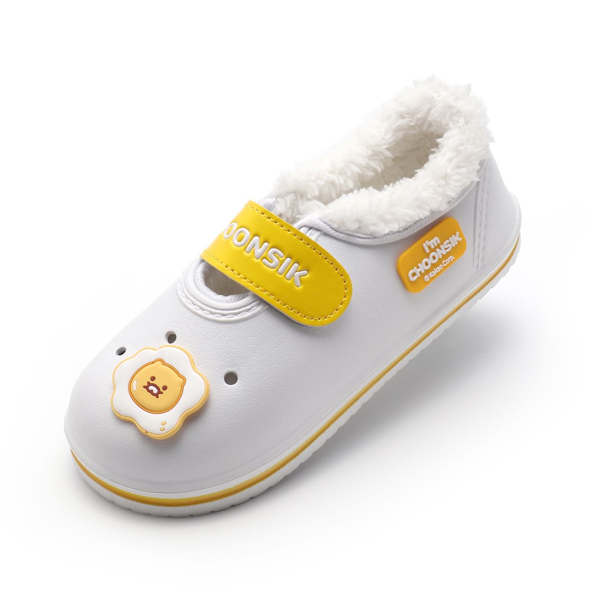 카카오프렌즈 슈즈(KAKAO FRIENDS SHOES) 춘식이 굿모닝 동글 털 실내화 YLW