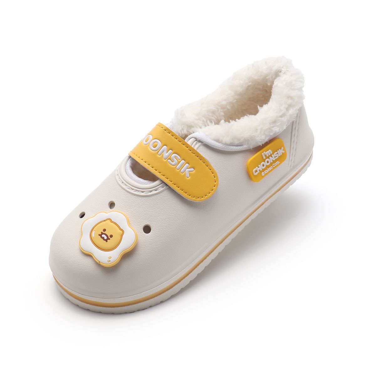 카카오프렌즈 슈즈(KAKAO FRIENDS SHOES) 춘식이 굿모닝 동글 털 실내화 BGE