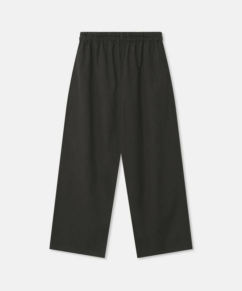 Cotton banding wide pants / DARK GRAY