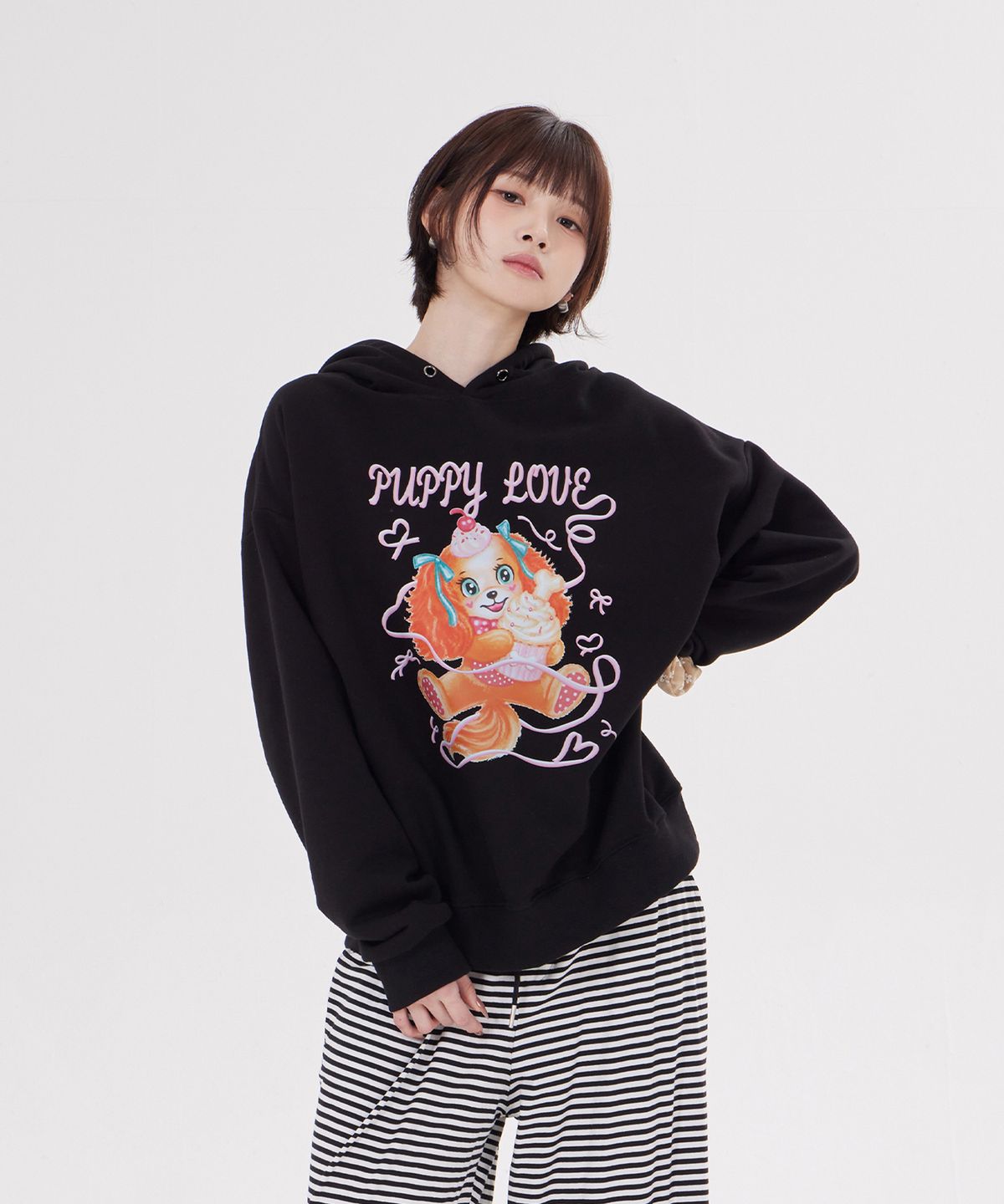 디스펑트(DYSFUNCT) LOVELY PUPPY HOODIE(BLACK)